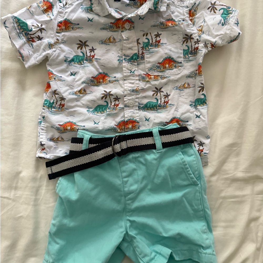 The Children's Place Dinosaur Print Shirt and Shorts set